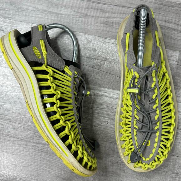 Keen Women’s Uneek Two Cord Sandals 1013095 Lime Green Gray Size 10 1/2 - Picture 1 of 7